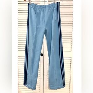 Vintage 80s Blue Track Pants with navy blue stripes Women’s Large